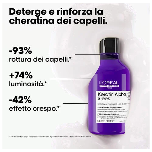 L'Oréal Professionnel Keratin Alpha Sleek Shampoo Senza Solfati Anticrespo 300 ml