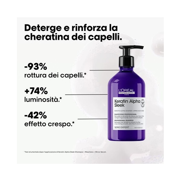 L'Oréal Professionnel Keratin Alpha Sleek Shampoo Senza Solfati Anticrespo 500 ml