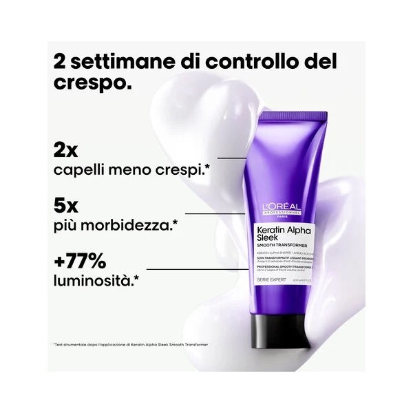 L'Oréal Professionnel Keratin Alpha Sleek Smooth Transformer Anticrespo 200 ml Trattamento Disciplinante