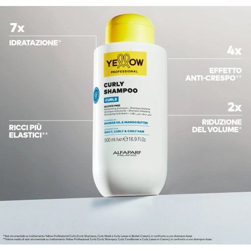 Yellow Professional Curly Shampoo 500 ml – Shampoo Idratante Senza Solfati per Capelli Ricci e Mossi