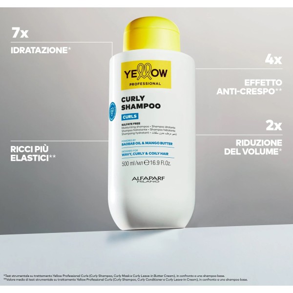 Yellow Professional Curly Shampoo 500 ml – Shampoo Idratante Senza Solfati per Capelli Ricci e Mossi