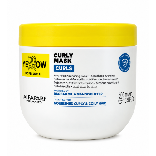 Yellow Professional Curly Mask 500ml – Maschera Nutriente Idratante Capelli Ricci, Mossi e Coily